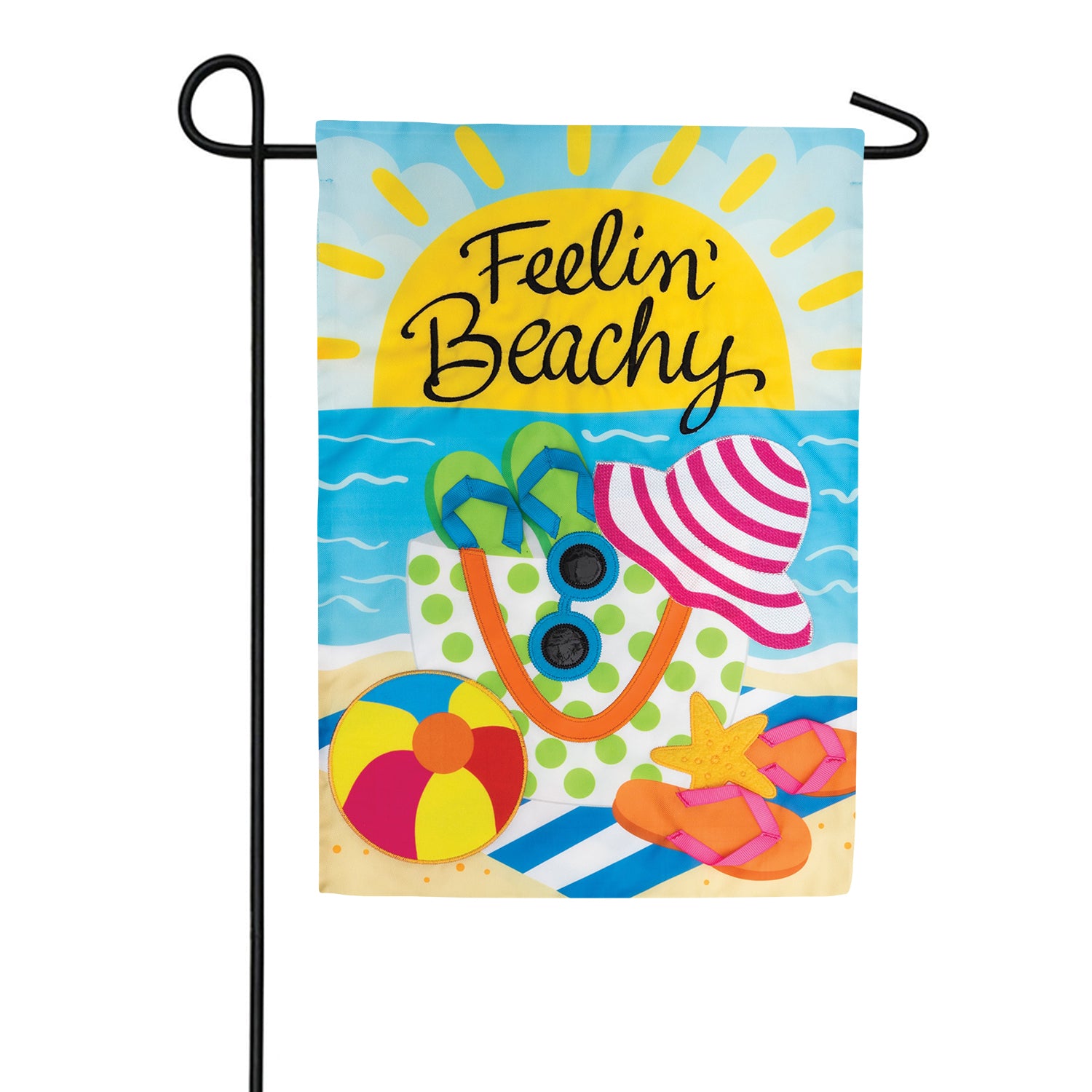 Feelin� Beachy Applique Garden Flag