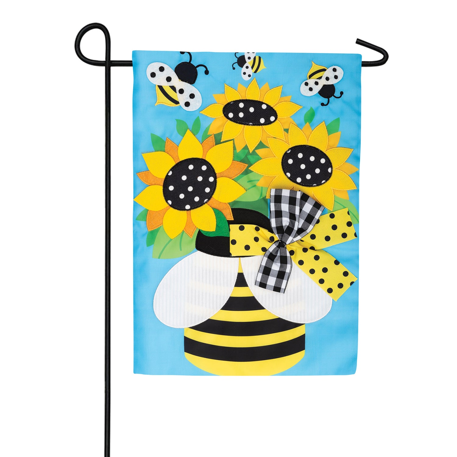 Sunflower Bees Applique Garden Flag