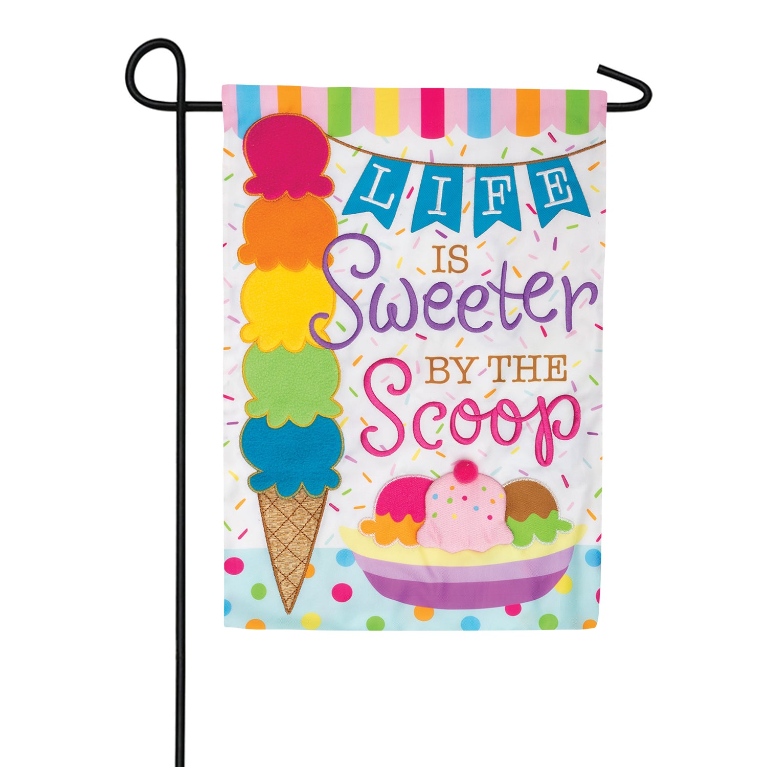 Ice Cream Applique Garden Flag