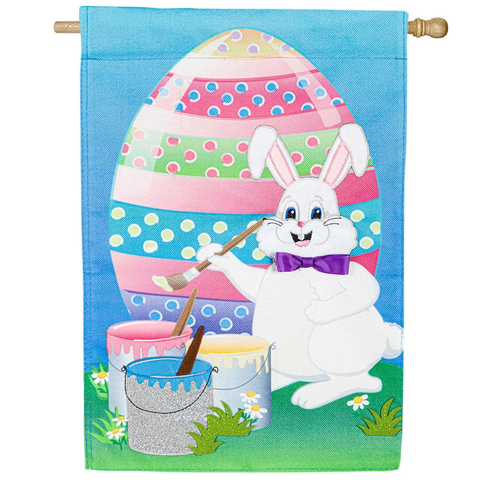 Evergreen Bunny Painting Easter Egg Burlap House Flag