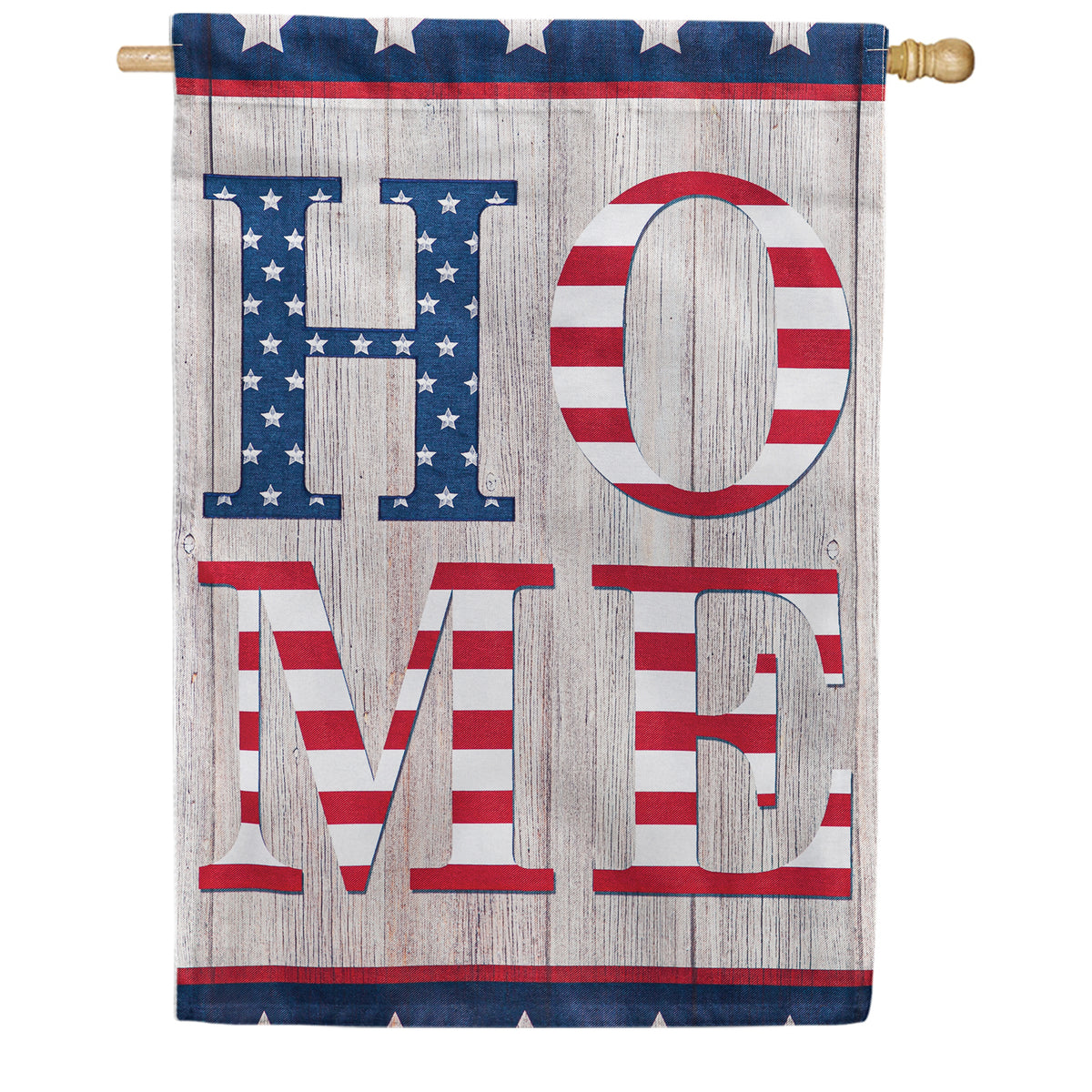 Evergreen Stacked Home Burlap House Flag
