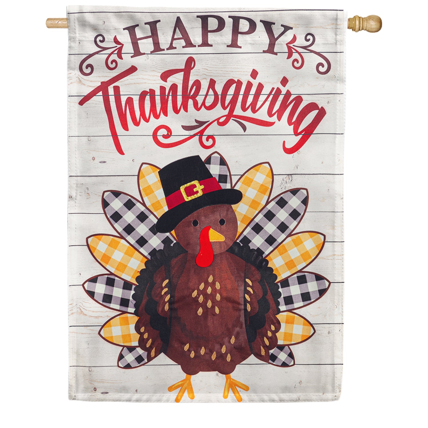 Evergreen Pilgrim Turkey Burlap Double Sided House Flag