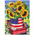 Patriotic Sunflower Wagon House Flag