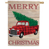Evergreen Holiday Plaid Truck House Flag
