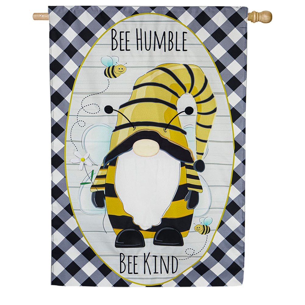 Bee Humble Bee Kind Gnome Double Sided House Flag