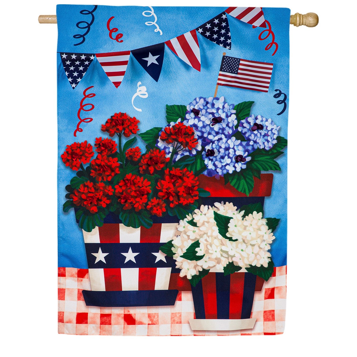 Patriotic Flower Pot House Flag