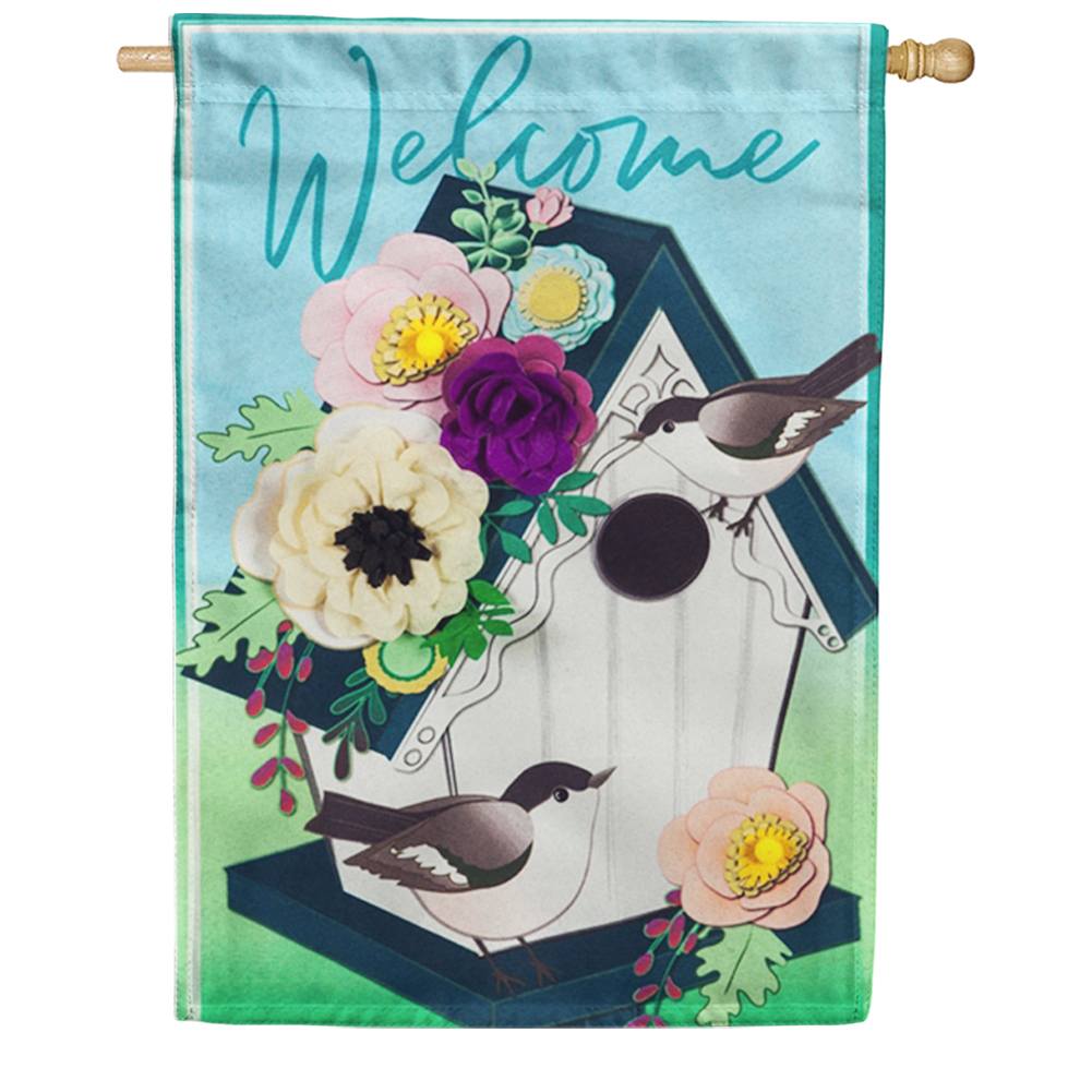 Garden Birdhouse Double Sided House Flag