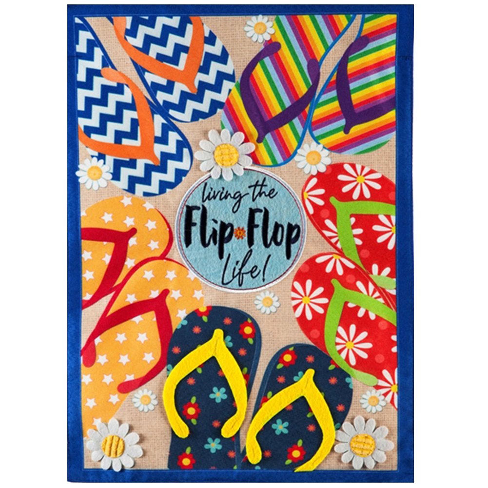 Flip Flop Life Summer Linen Double Sided House Flag