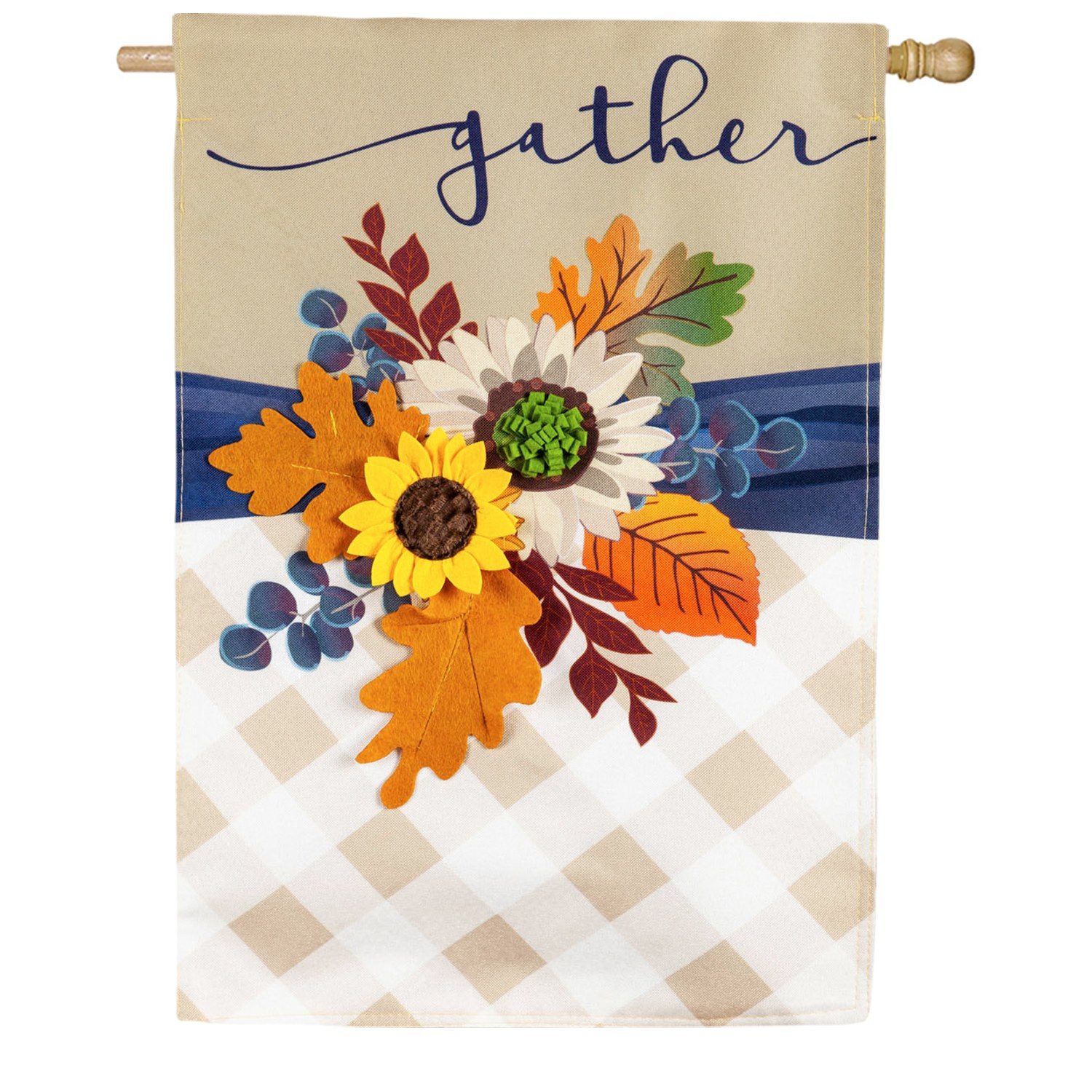 Fall Floral Gather Double Sided House Flag