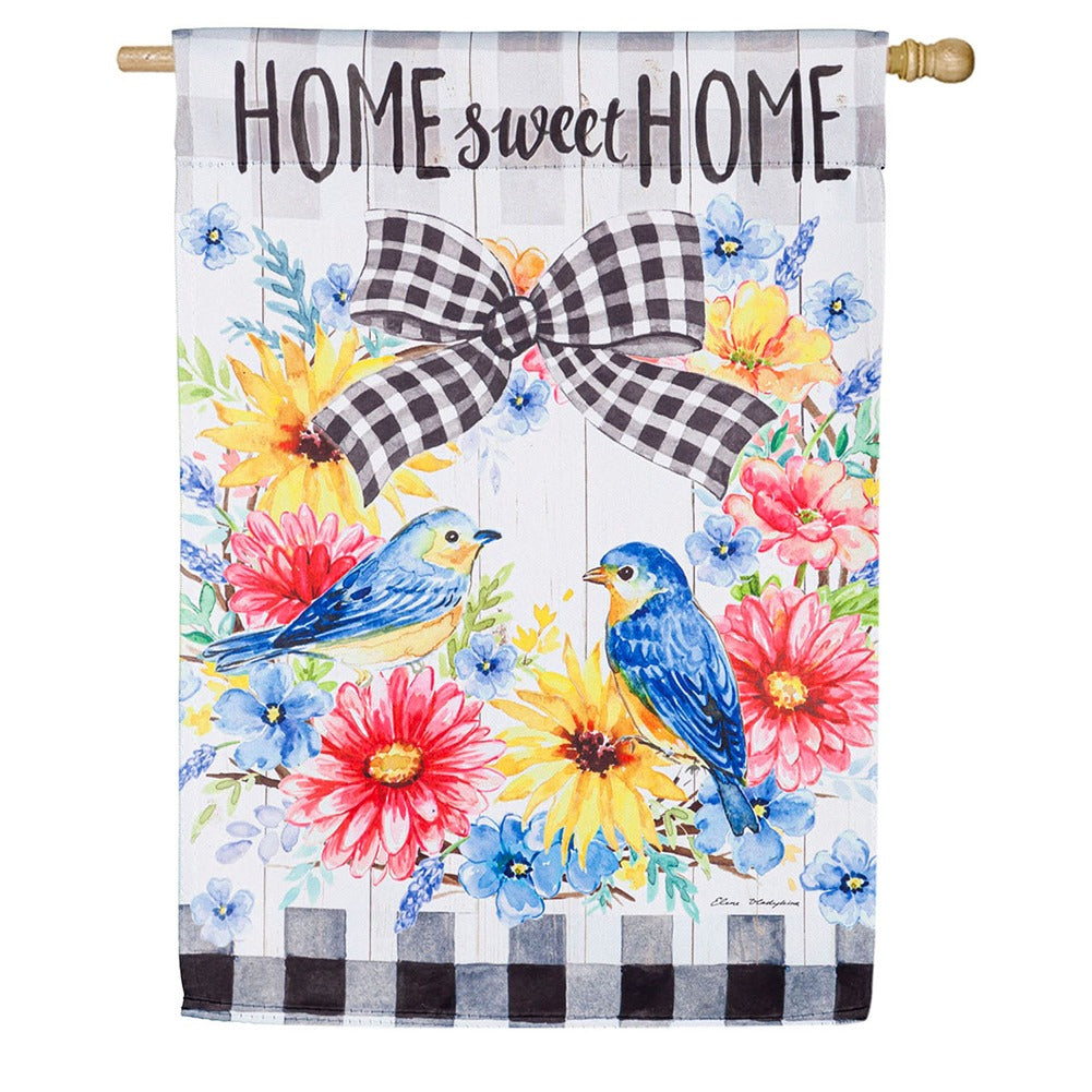 Spring Bird Wreath Double Sided House Flag