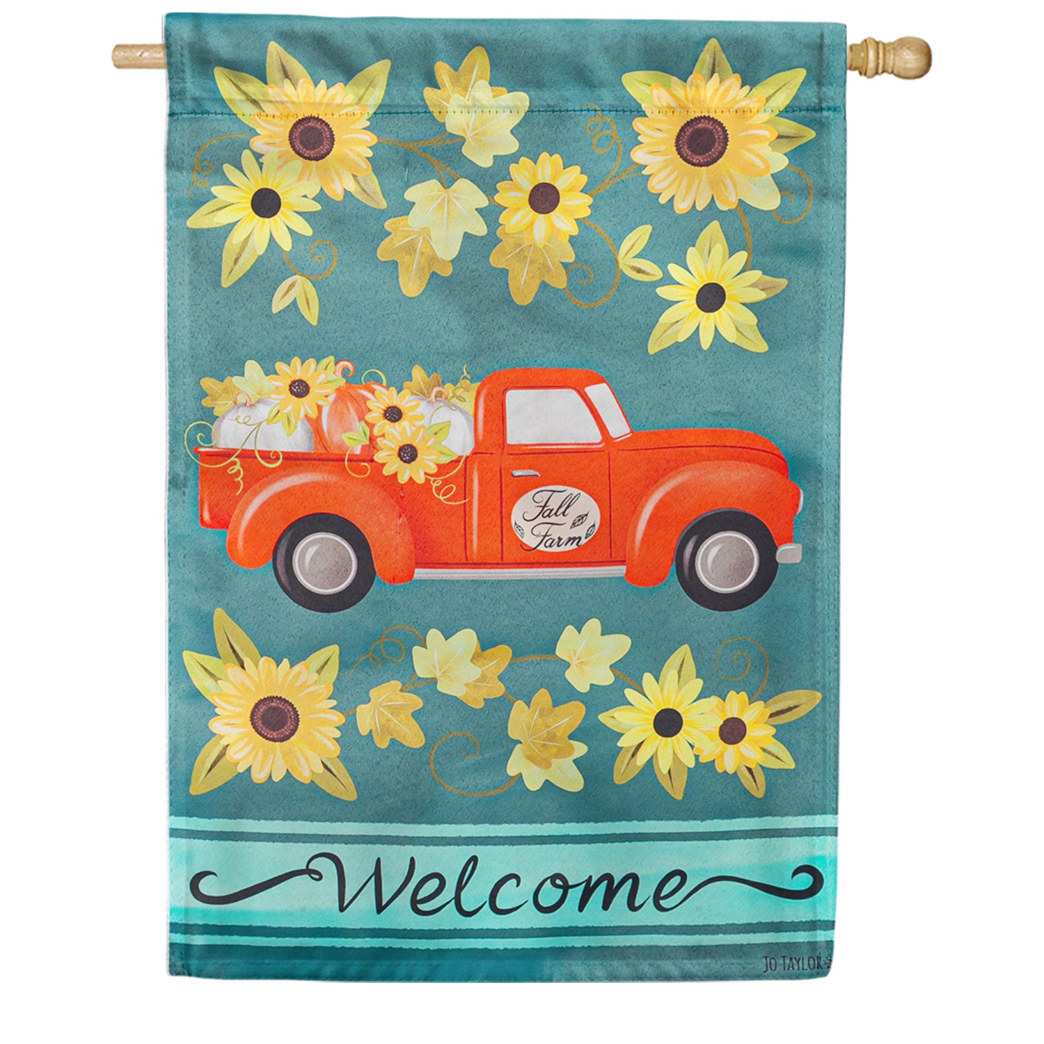 Evergreen Fall Sunflower Truck House Flag