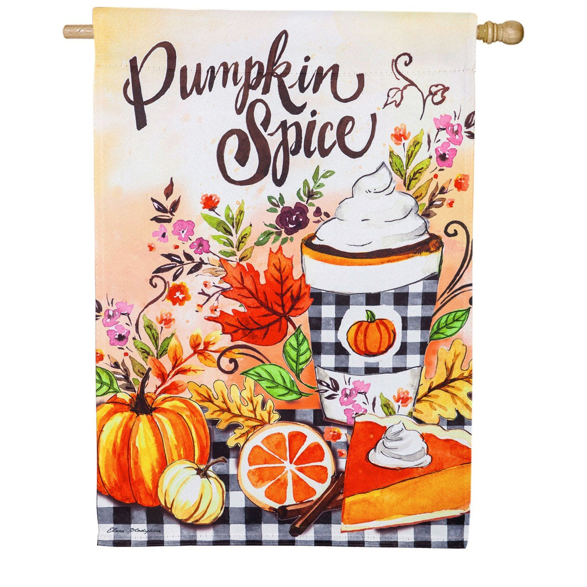 Evergreen Pumpkin Spice Autumn House Flag