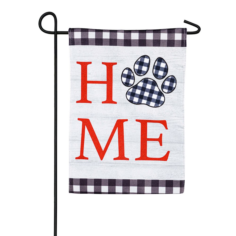 HOME Pawprint Burlap Garden Flag