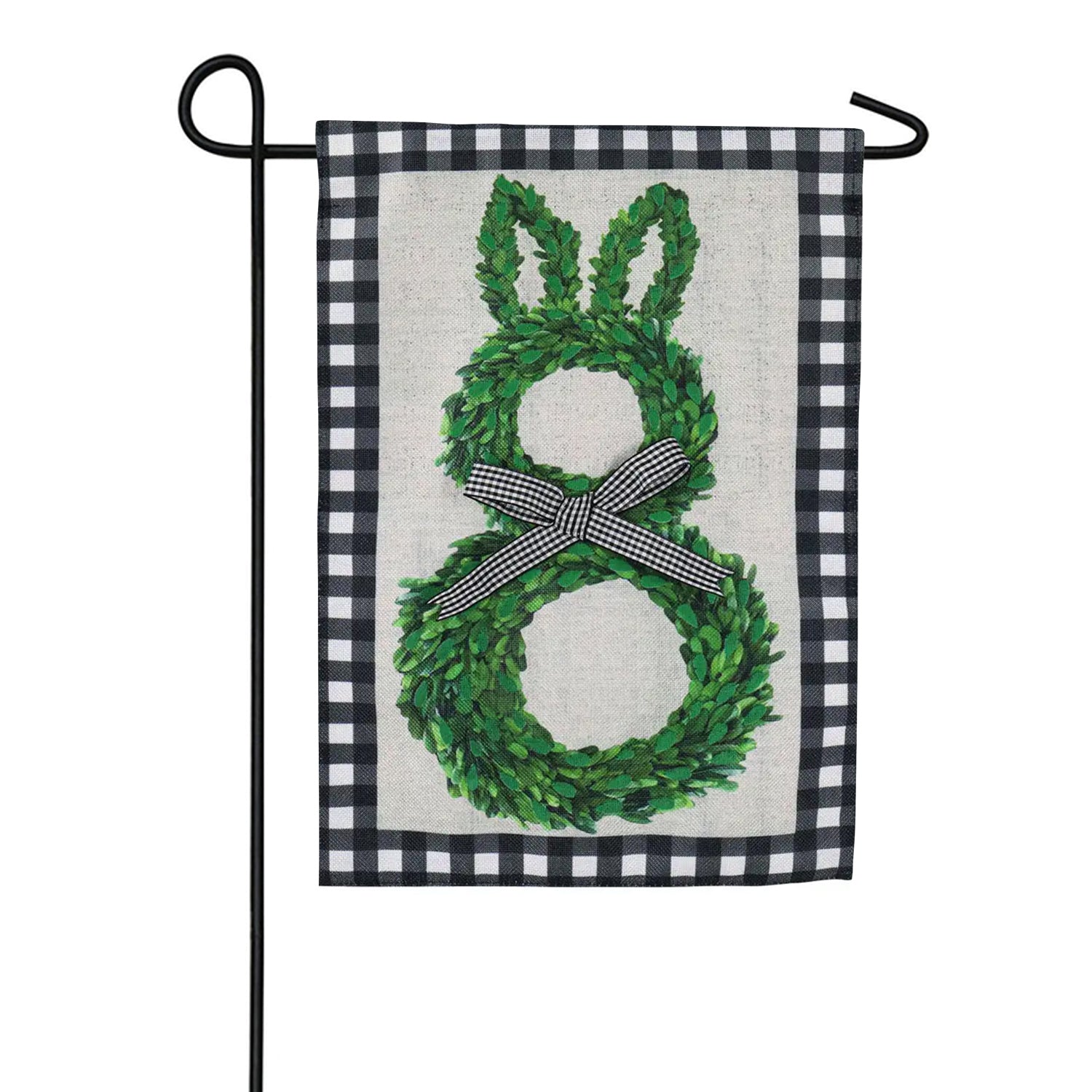 Boxwood Bunny Burlap Garden Flag