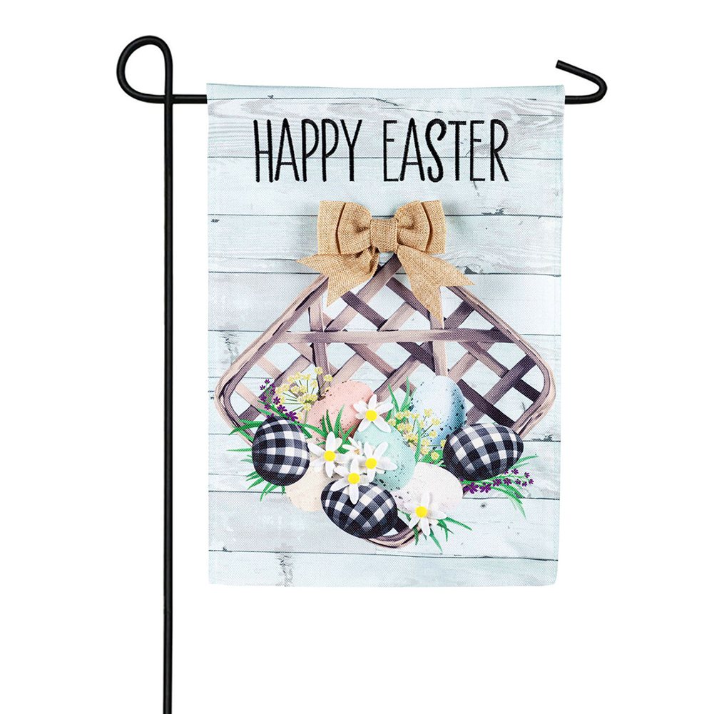 Evergreen Farmhouse Easter Basket Burlap Garden Flag