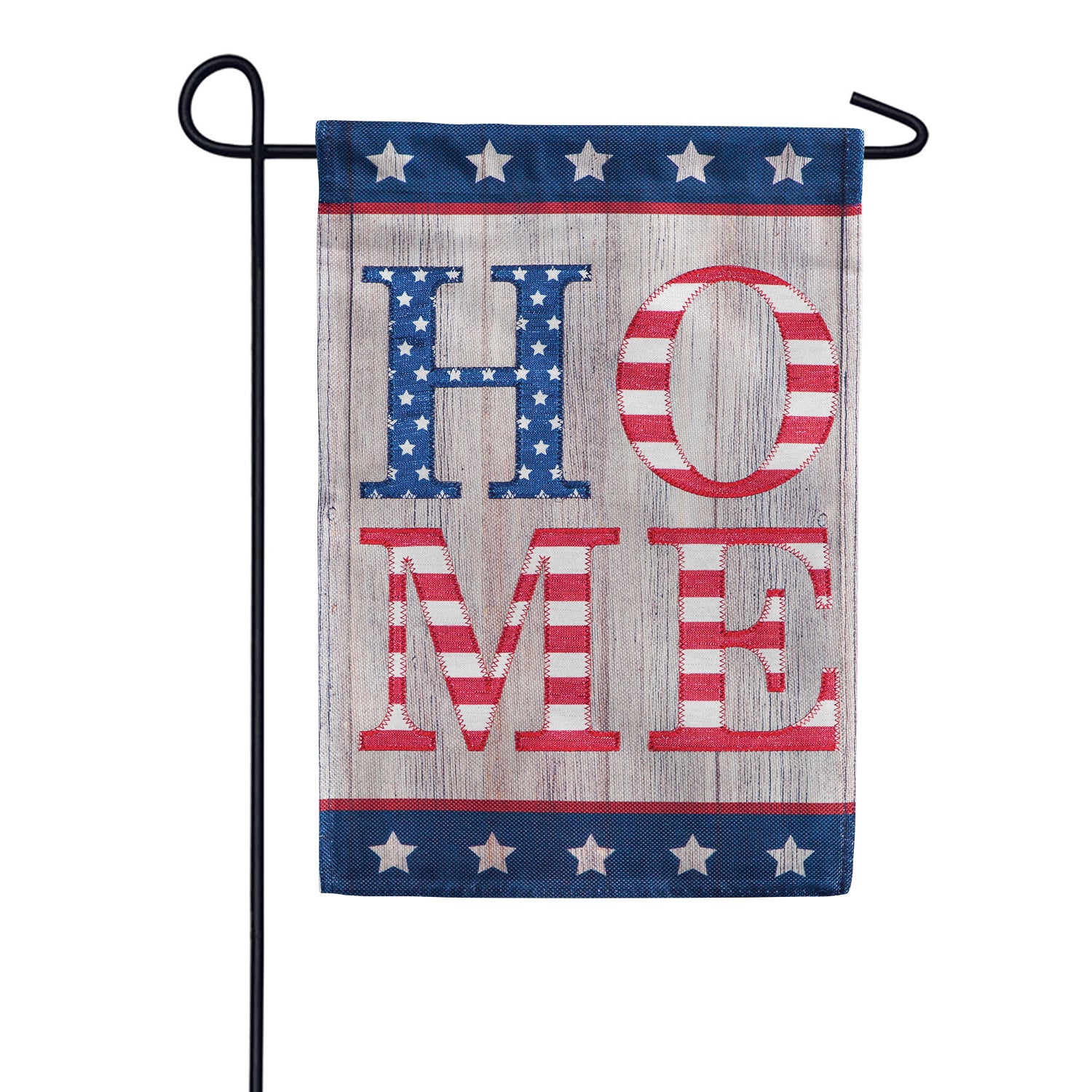 Evergreen Stacked Home Burlap Garden Flag