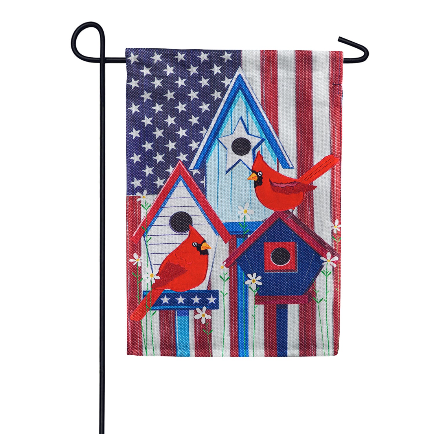 Patriotic Birdhouses Burlap Garden Flag