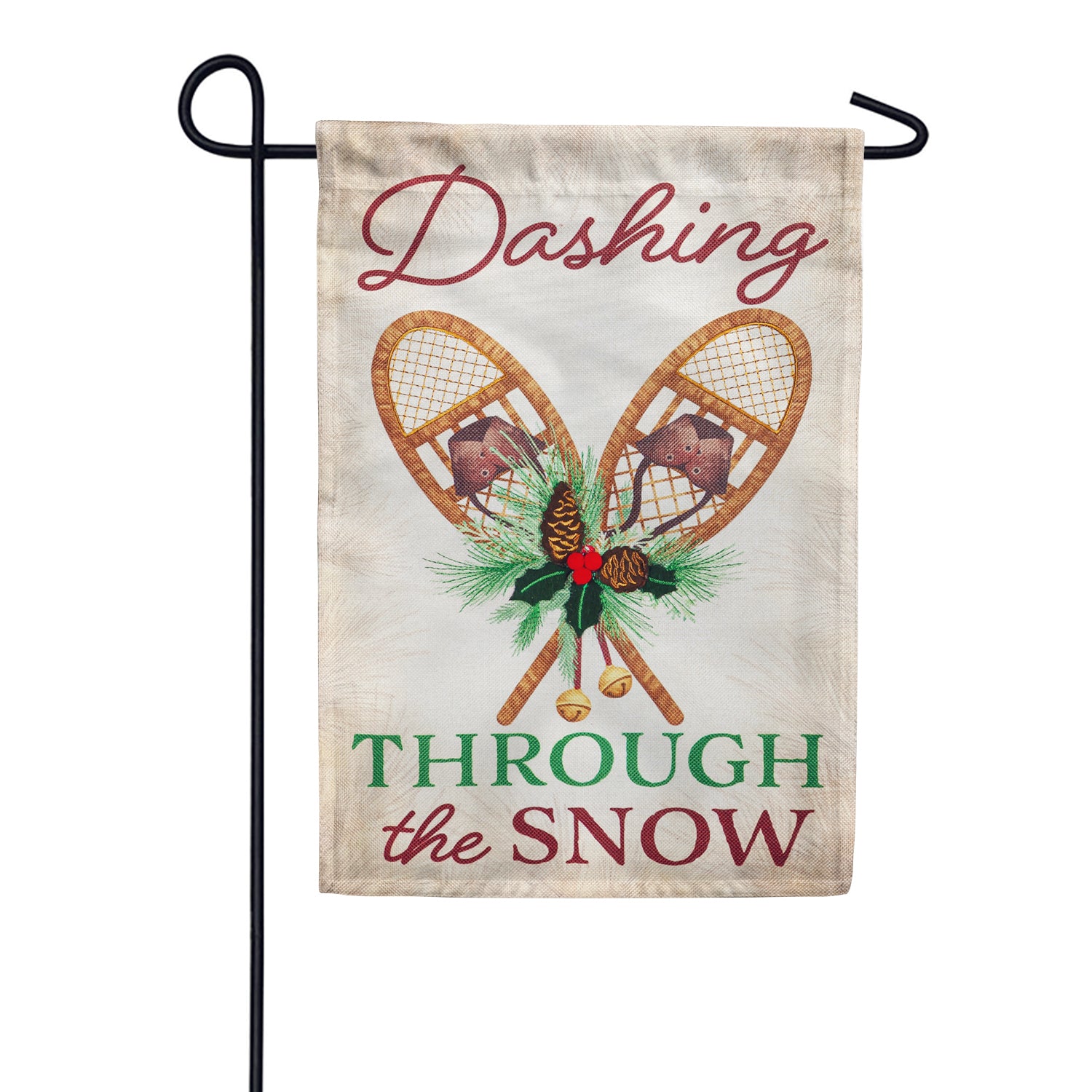 Evergreen Dashing Through the Snow Burlap Garden Flag