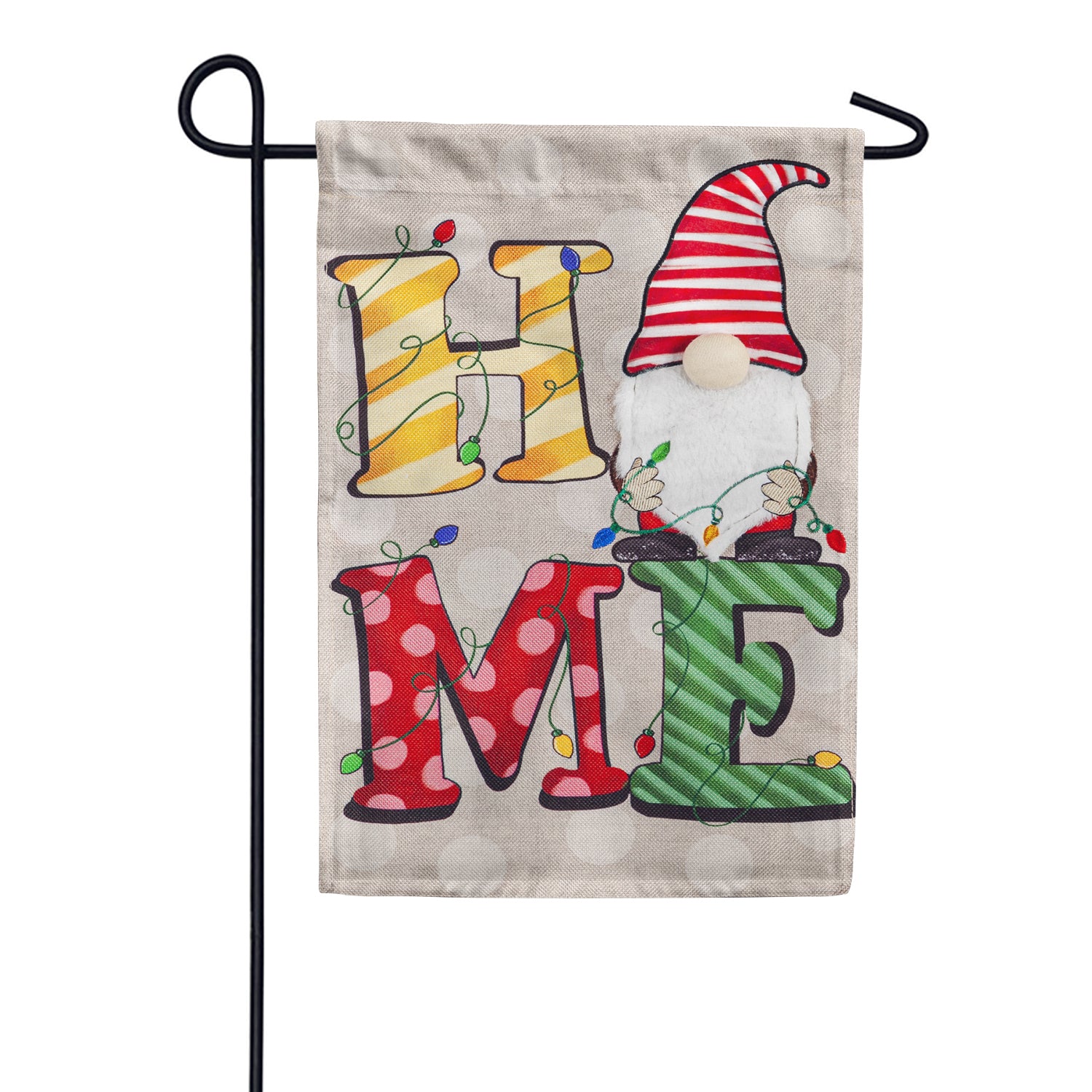 Home Gnome Burlap Double Sided Garden Flag