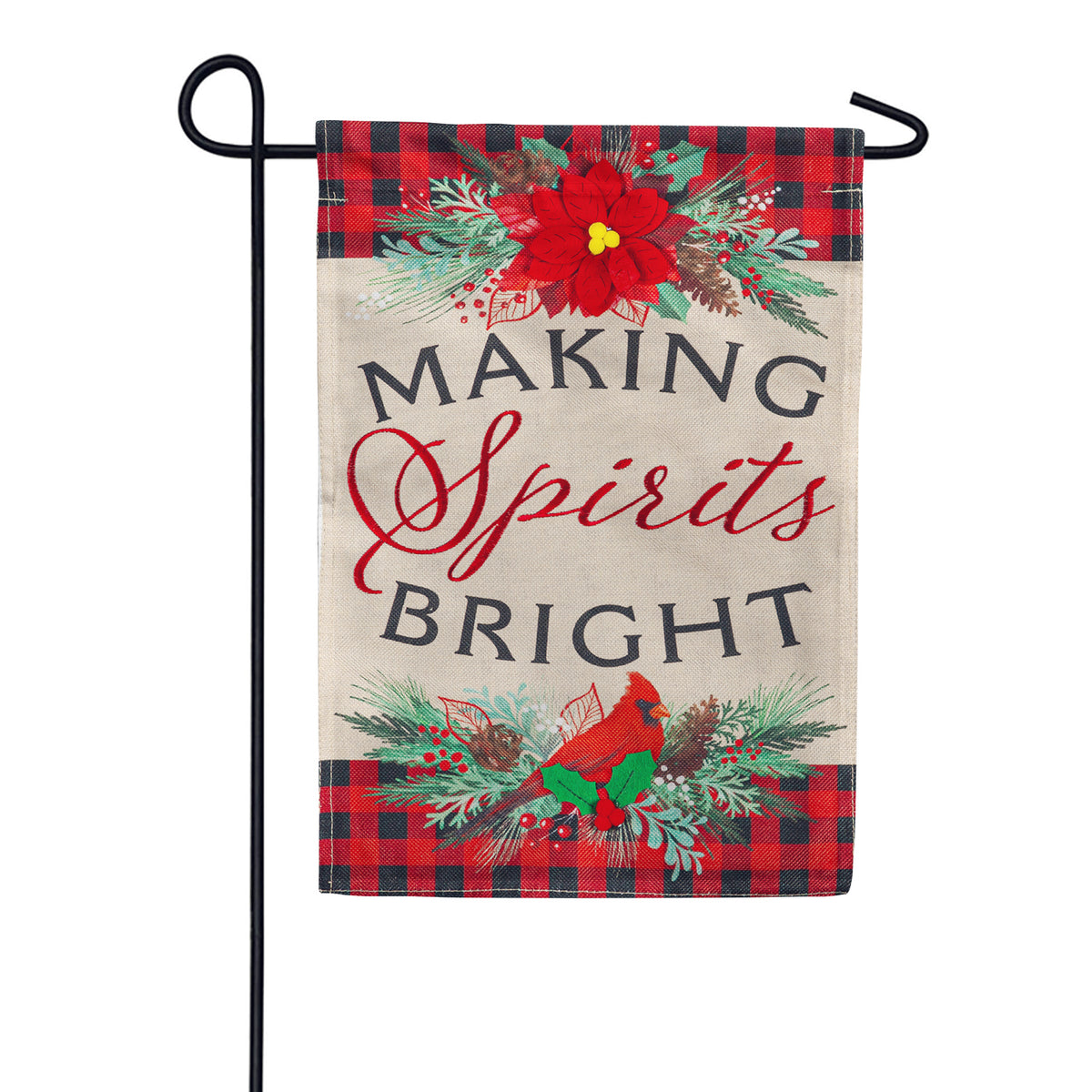 Evergreen Christmas Joy Burlap Garden Flag
