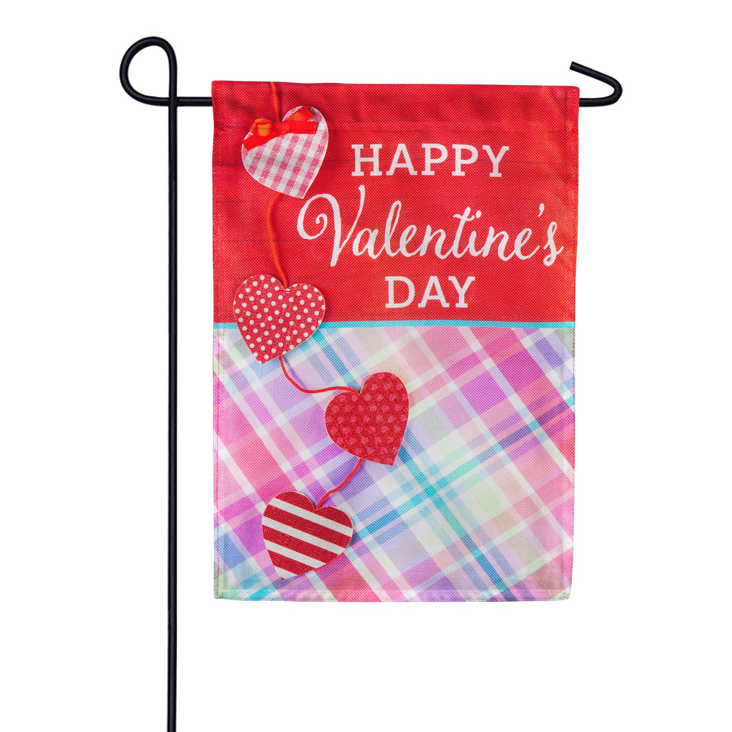 String of Valentine Hearts Burlap Garden Flag