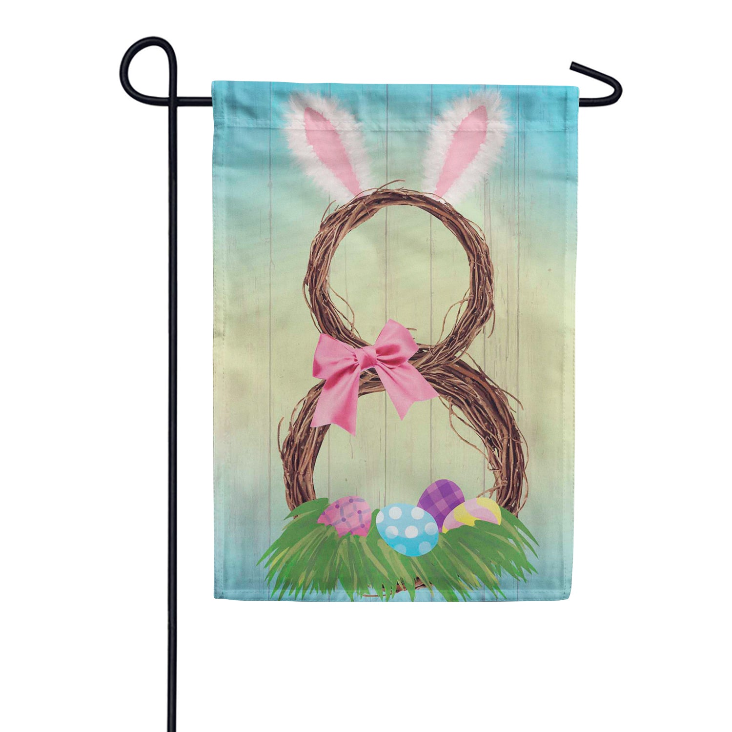 Bunny Wreath Burlap Garden Flag