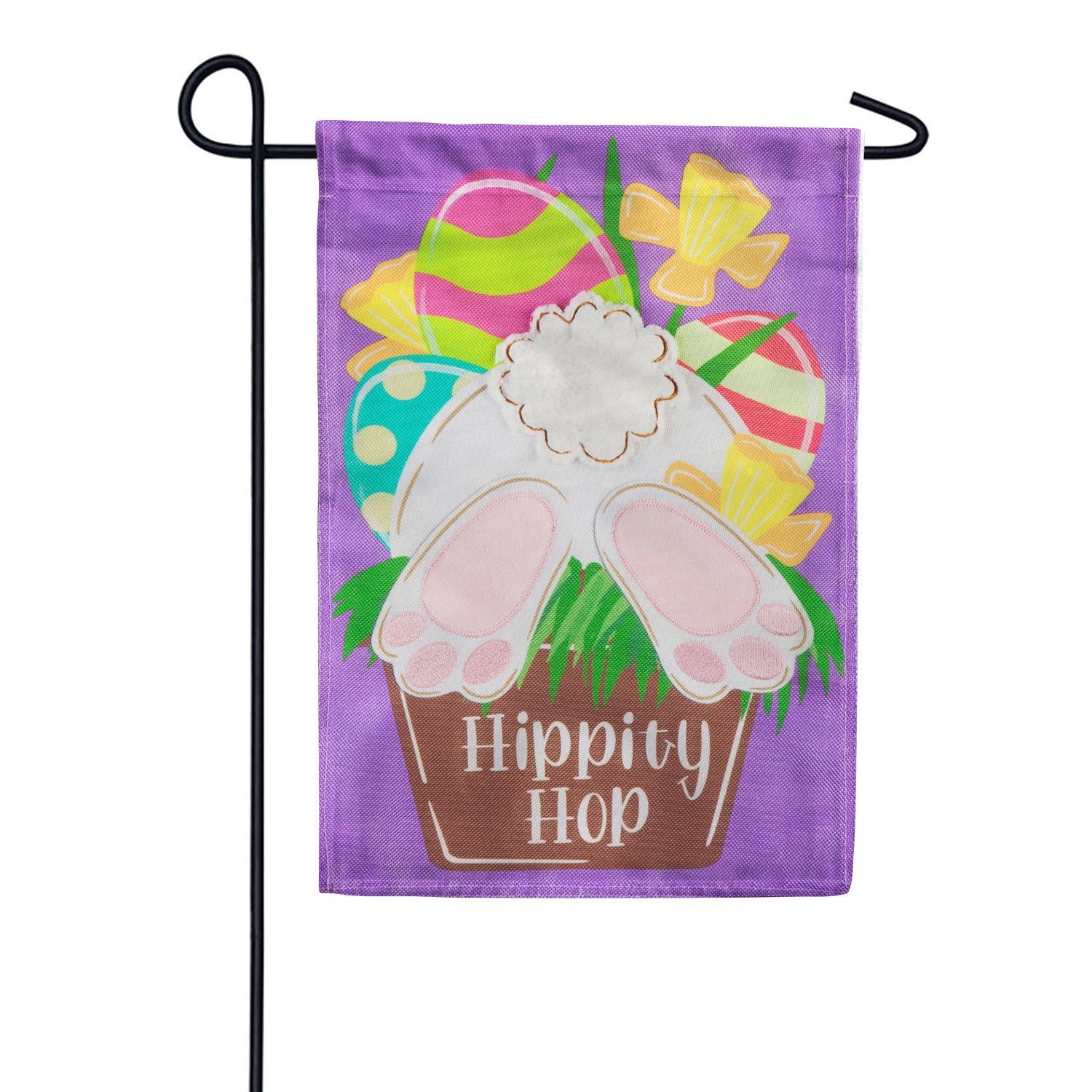 Hip Hop Bunny Burlap Garden Flag