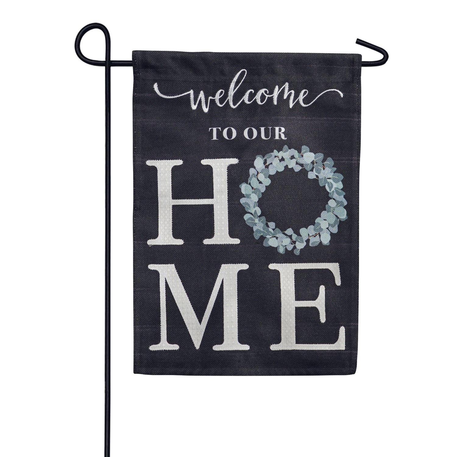 Eucalyptus Welcome Burlap Garden Flag