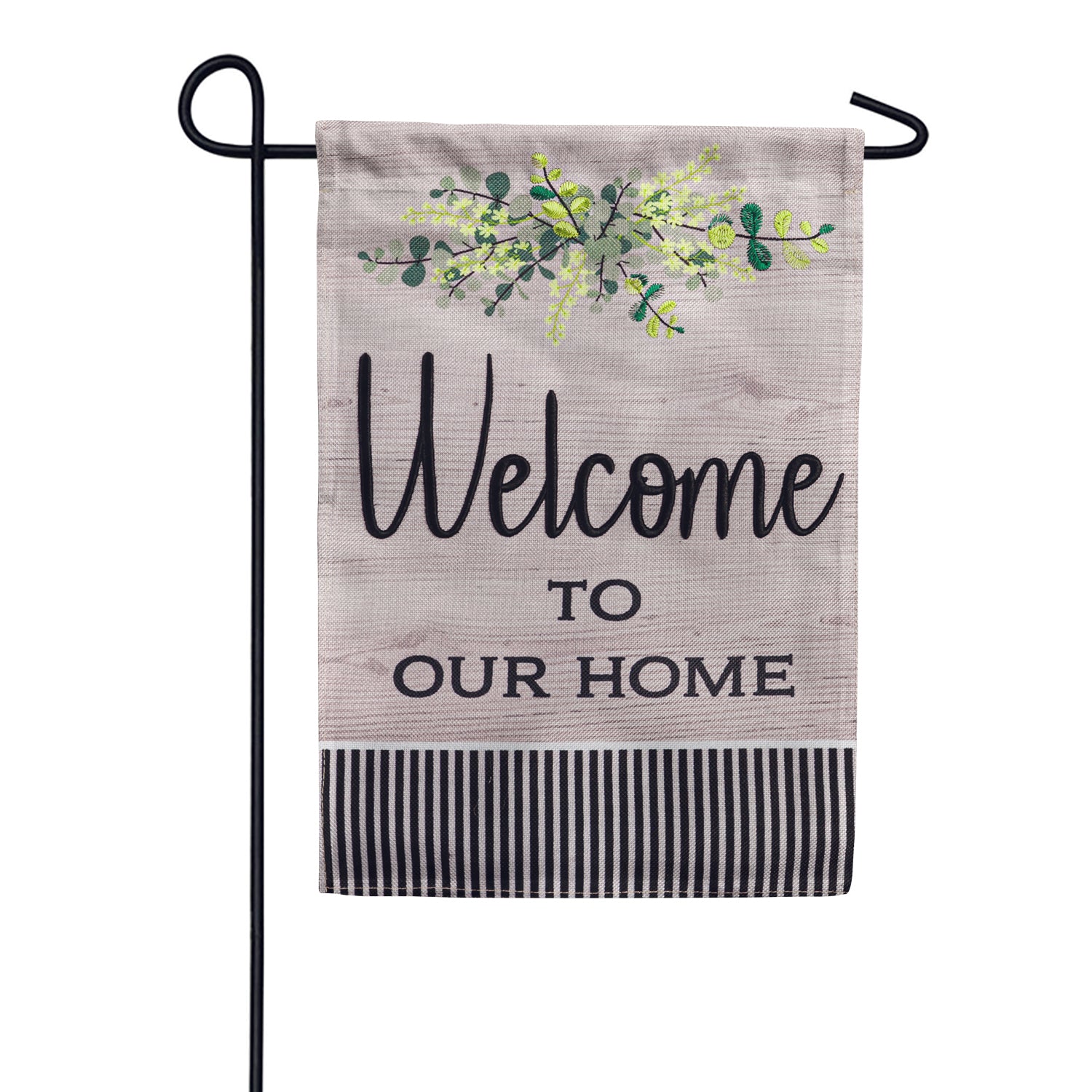 Wood Grain Welcome Burlap Garden Flag