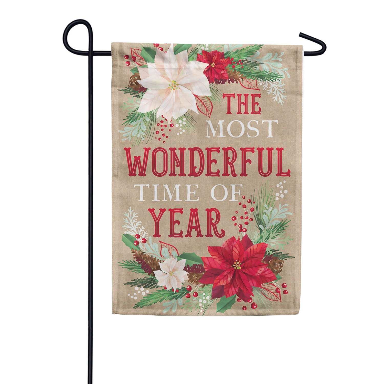 Evergreen The Most Wonderful Time of the Year Burlap Garden Flag