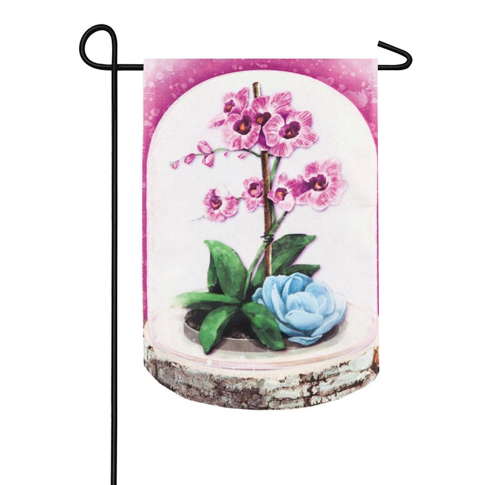 Orchid Terrarium Burlap Garden Flag