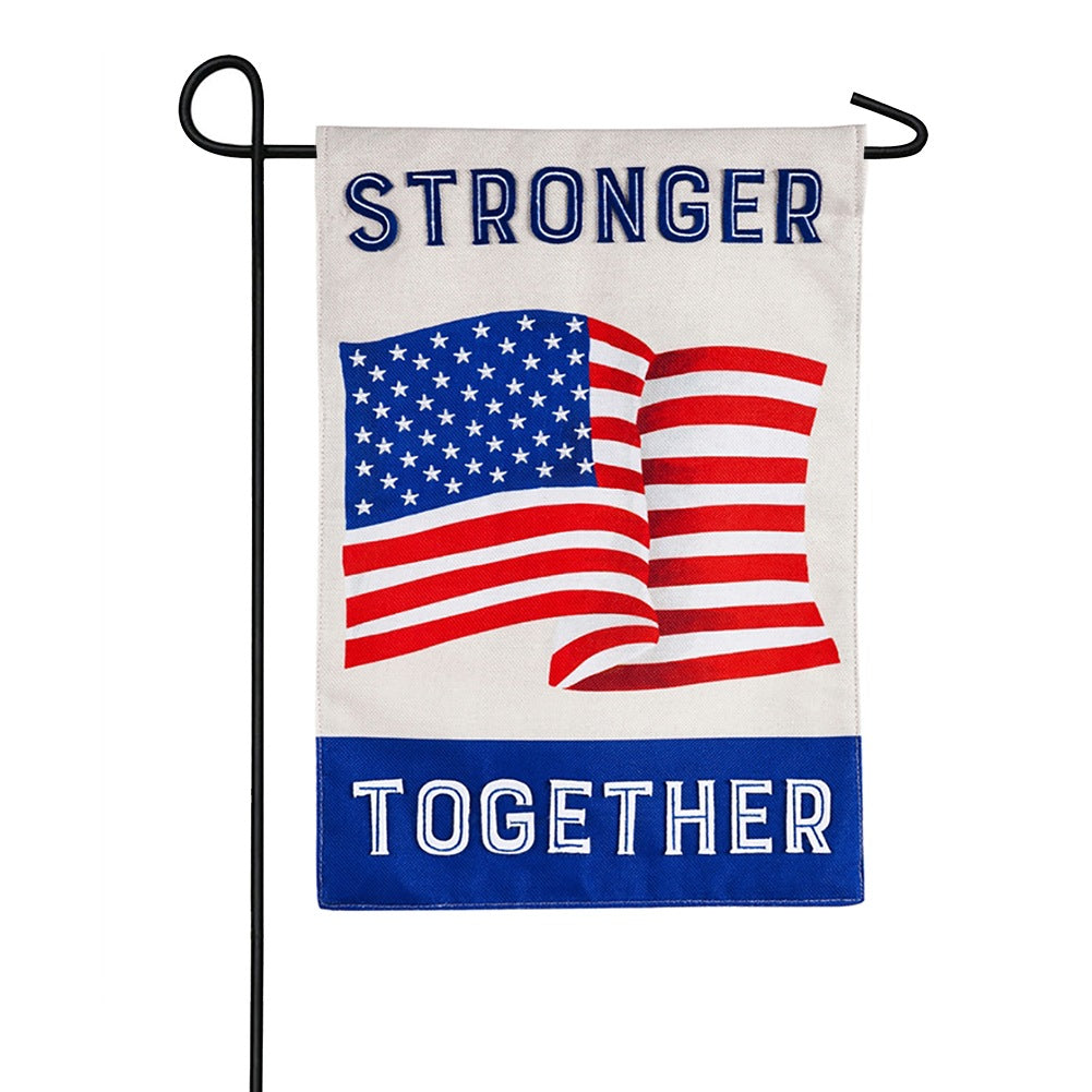 Stronger Together Waving Flag Burlap Garden Flag