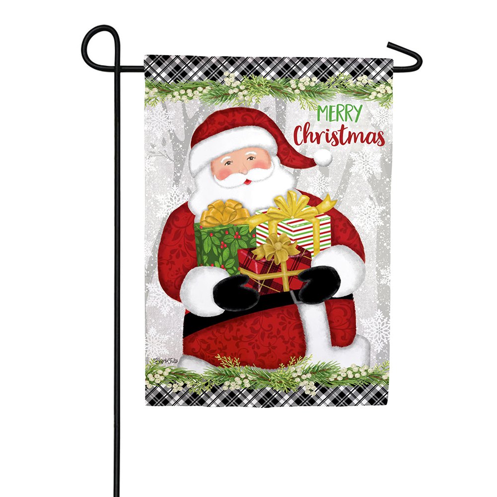 Evergreen Merry Santa Suede Textured Garden Flag