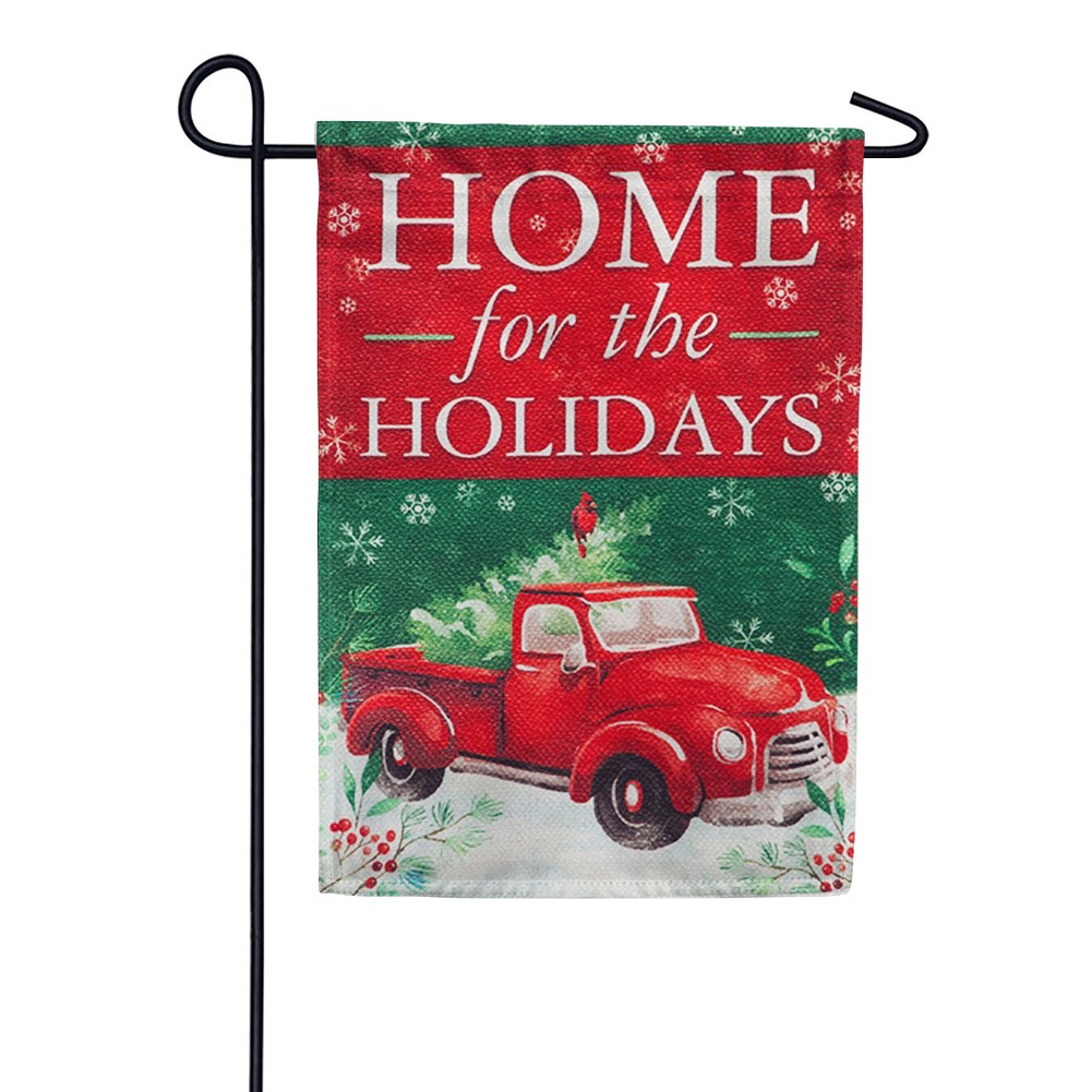 Christmas Heritage Red Truck Suede Garden Flag