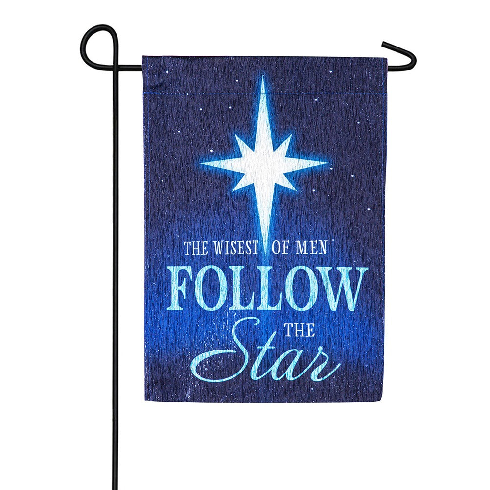 Evergreen Follow the Star Glisten Garden Flag