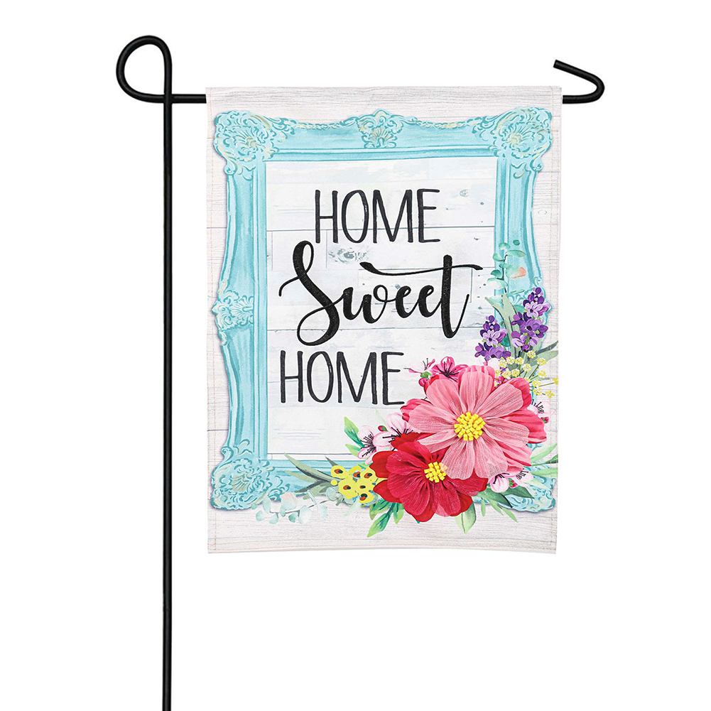 Spring Floral Home Sweet Home Burlap Garden Flag