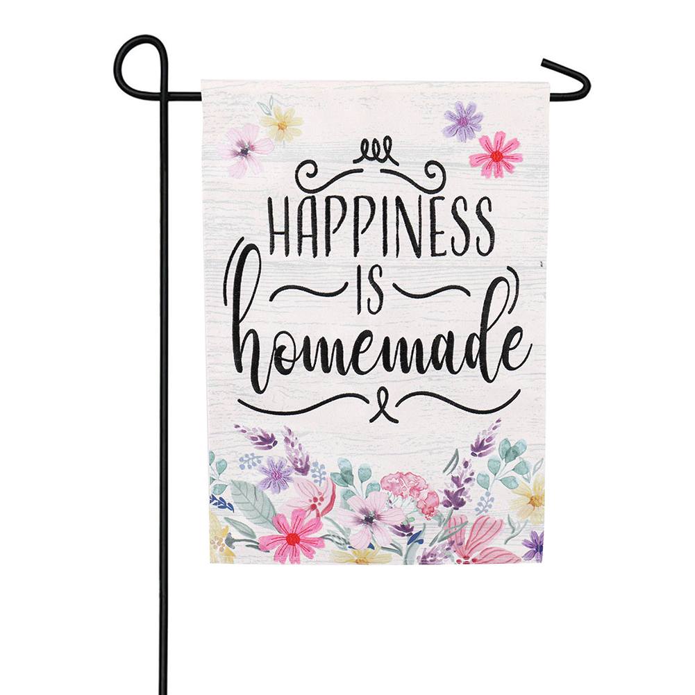 Evergreen Happiness is Homemade Linen Garden Flag