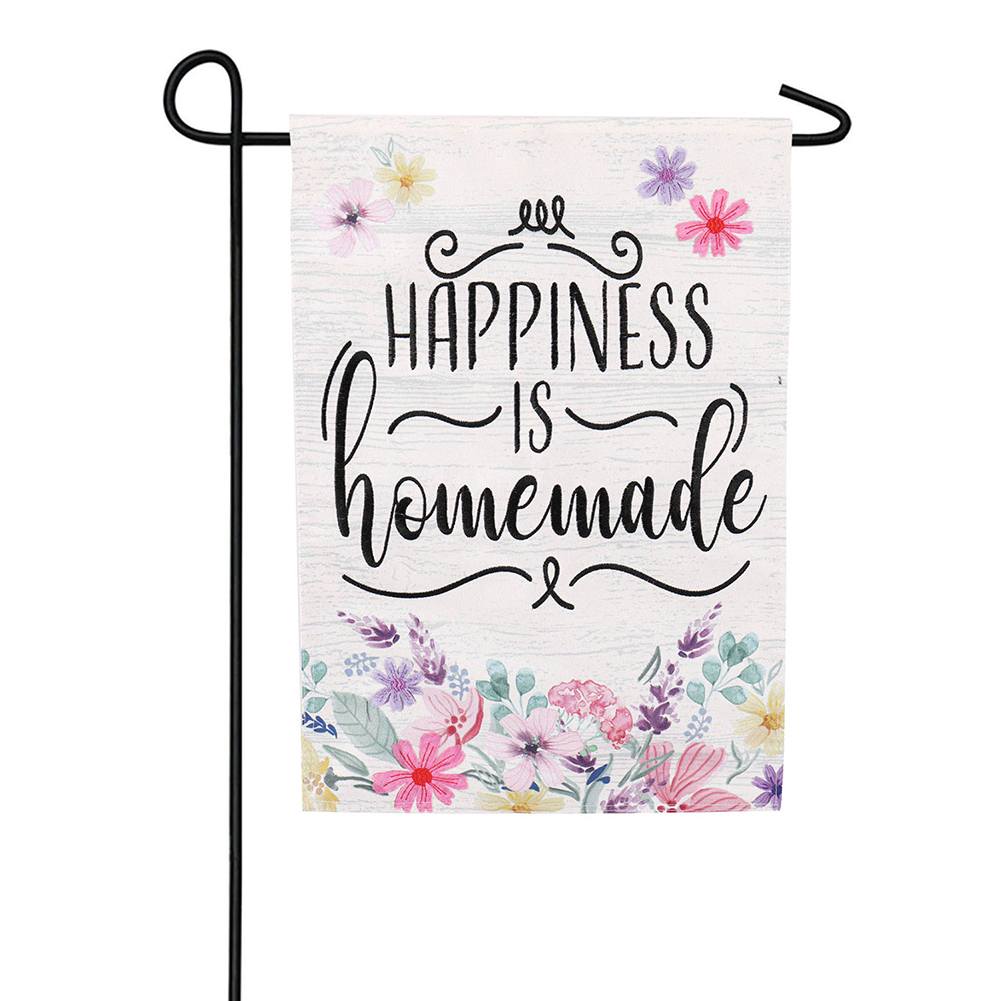 Happiness is Homemade Linen Garden Flag