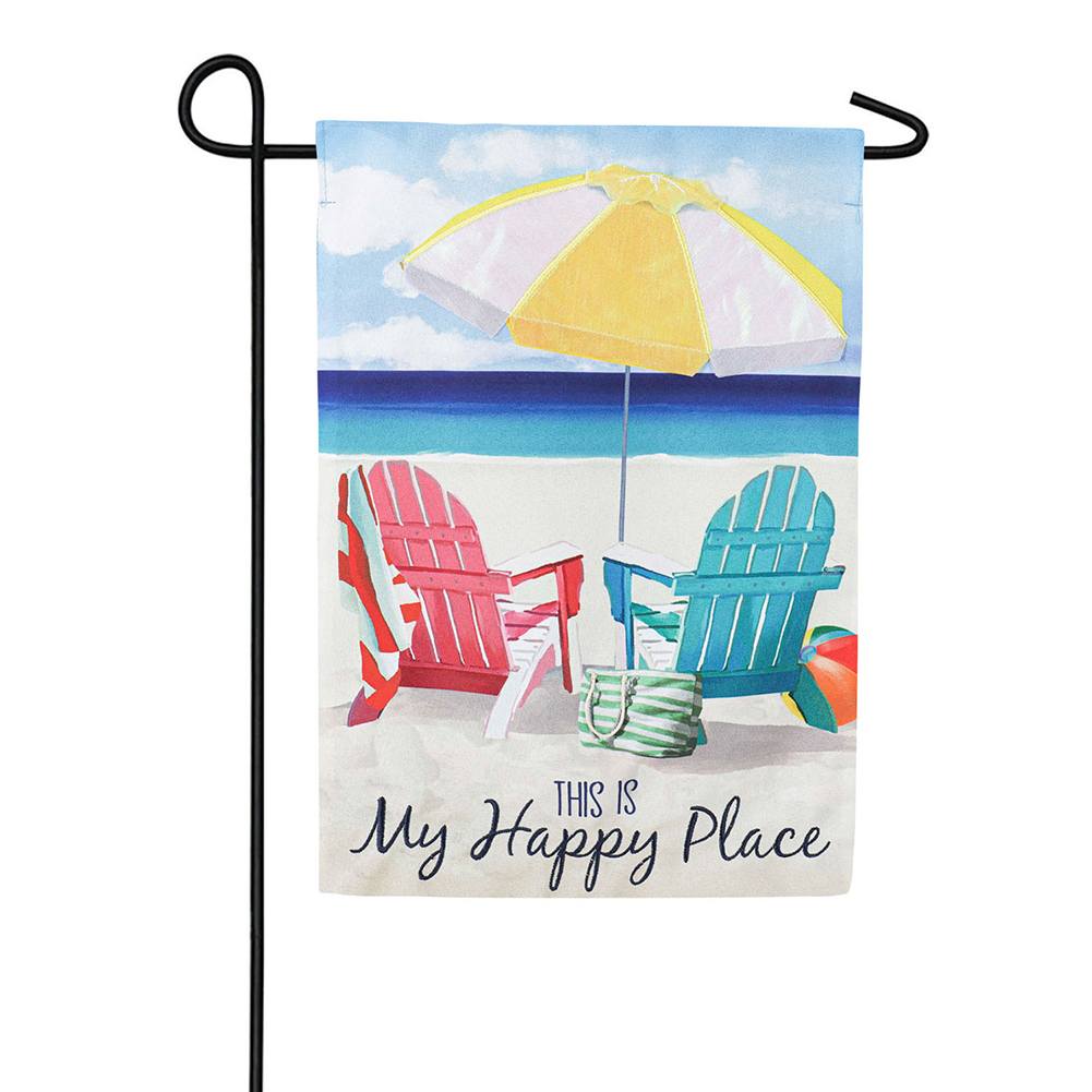 Colorful Chairs Linen Garden Flag