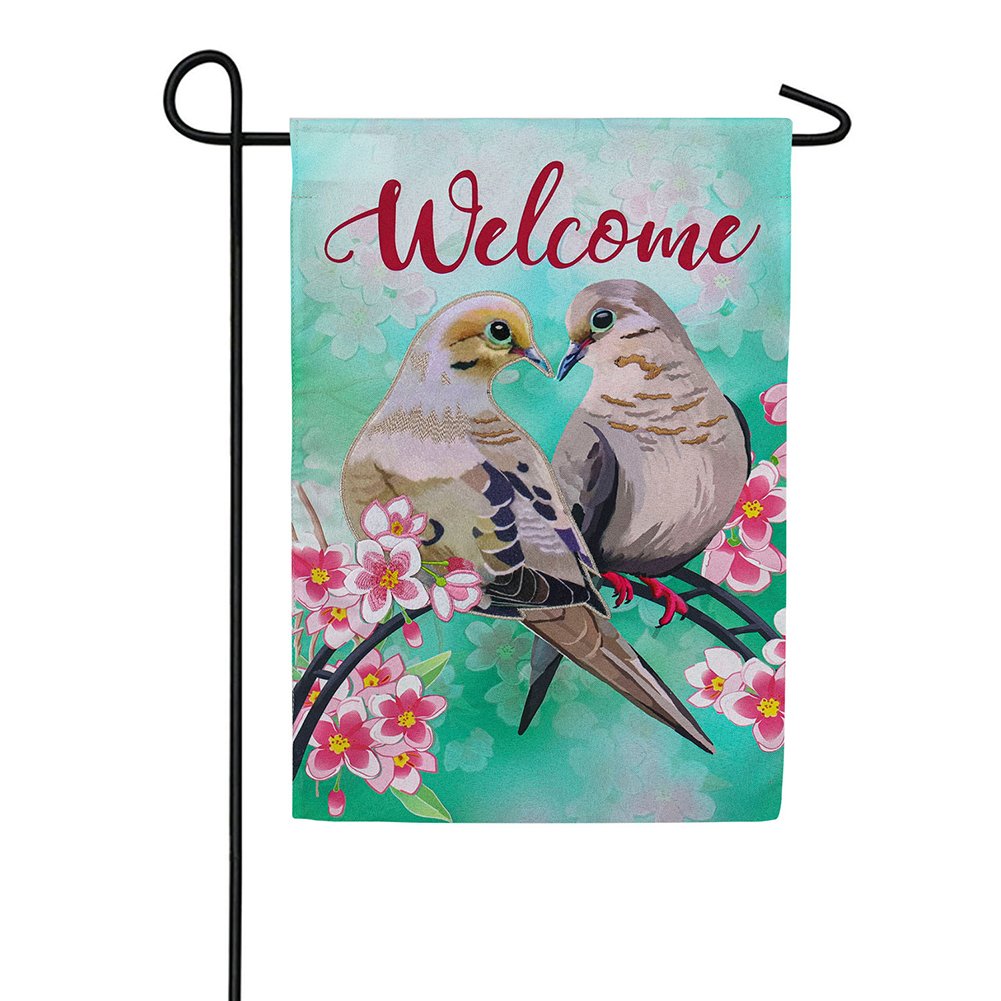 Pair of Mourning Doves Linen Garden Flag