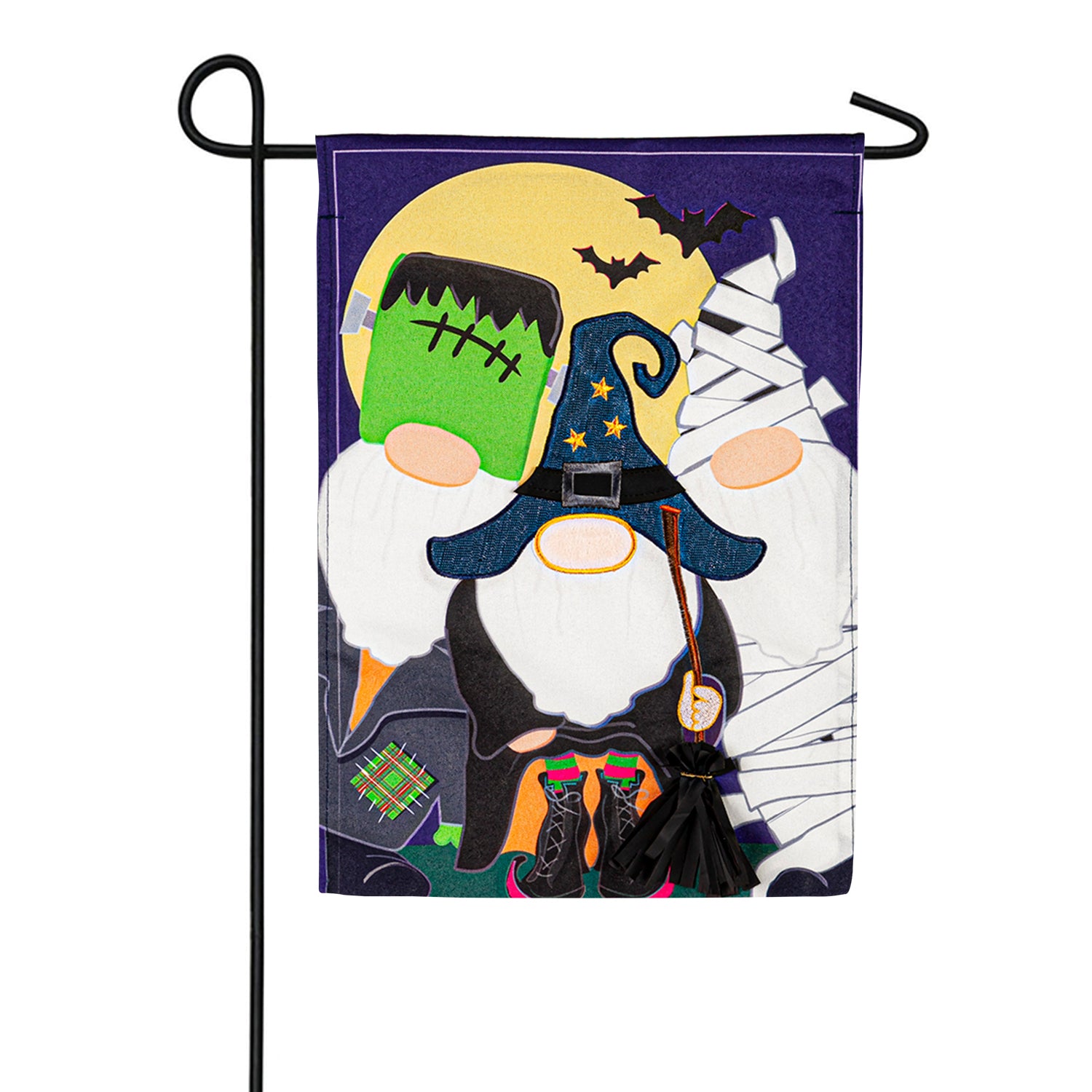 Trick or Treat Gnomes Linen Garden Flag