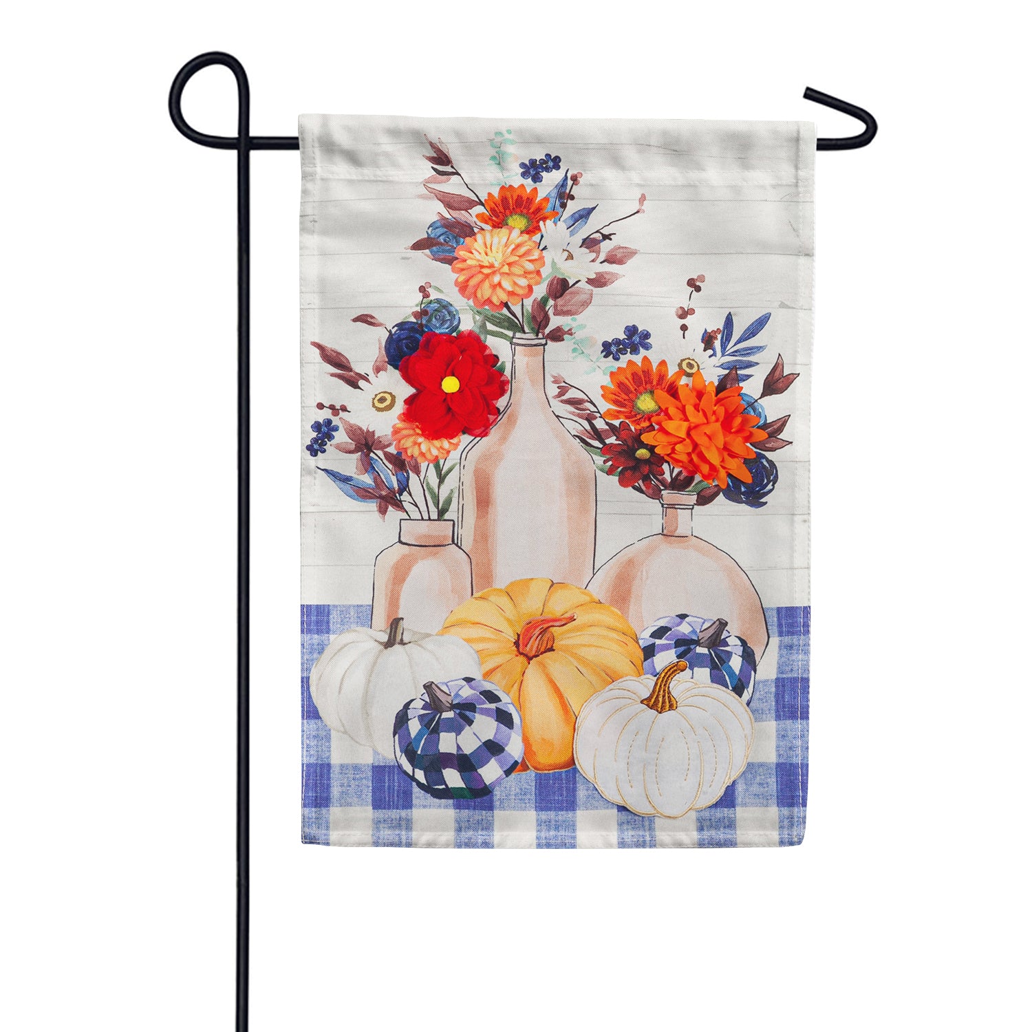 Evergreen Copper Bottles and Pumpkins Linen Garden Flag