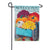 Flowers and Pumpkin Wagon Linen Garden Flag