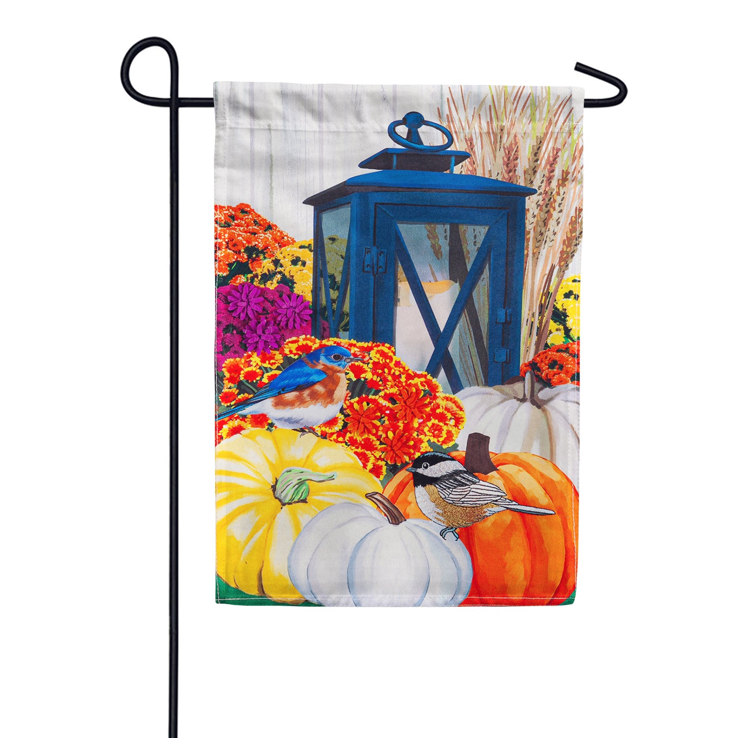 Lantern with Birds Linen Garden Flag