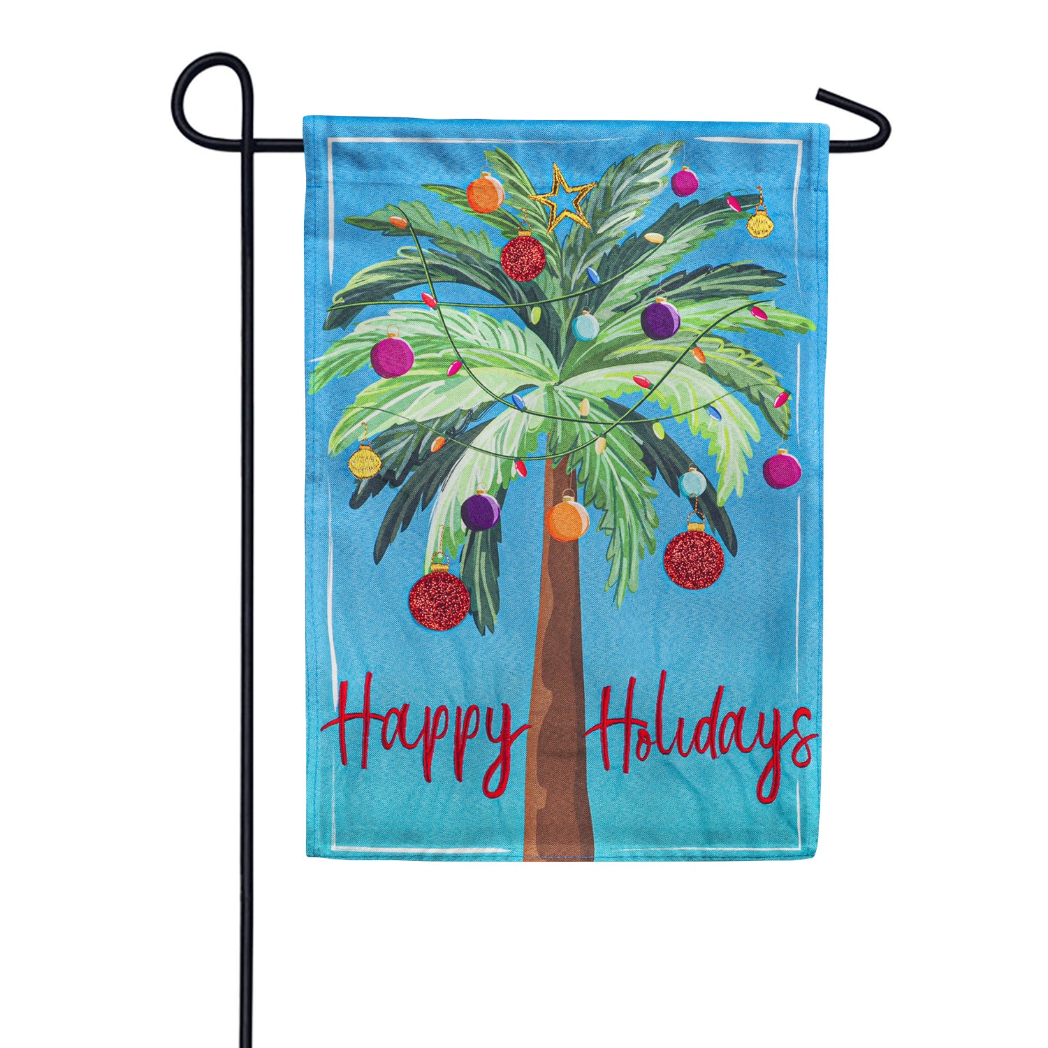 Tropical Christmas Tree Linen Garden Flag
