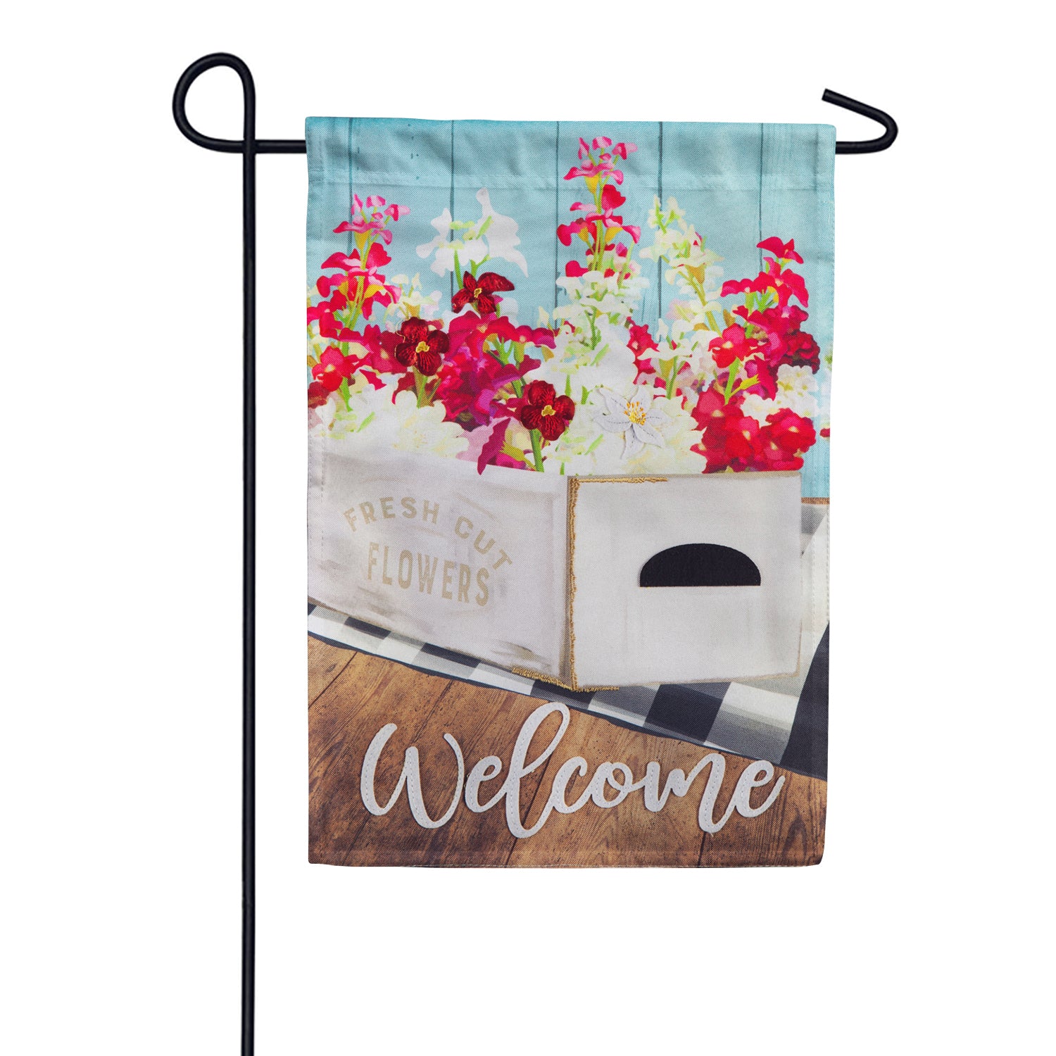 Flower Box Linen Garden Flag