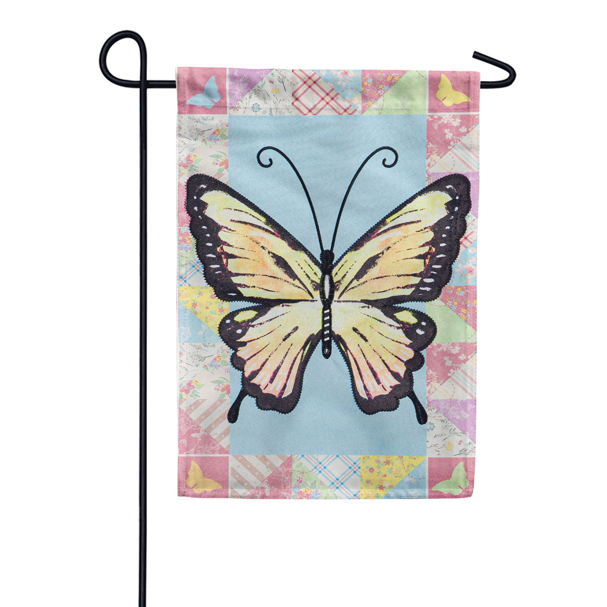 Evergreen Butterfly Fields Linen Garden Flag