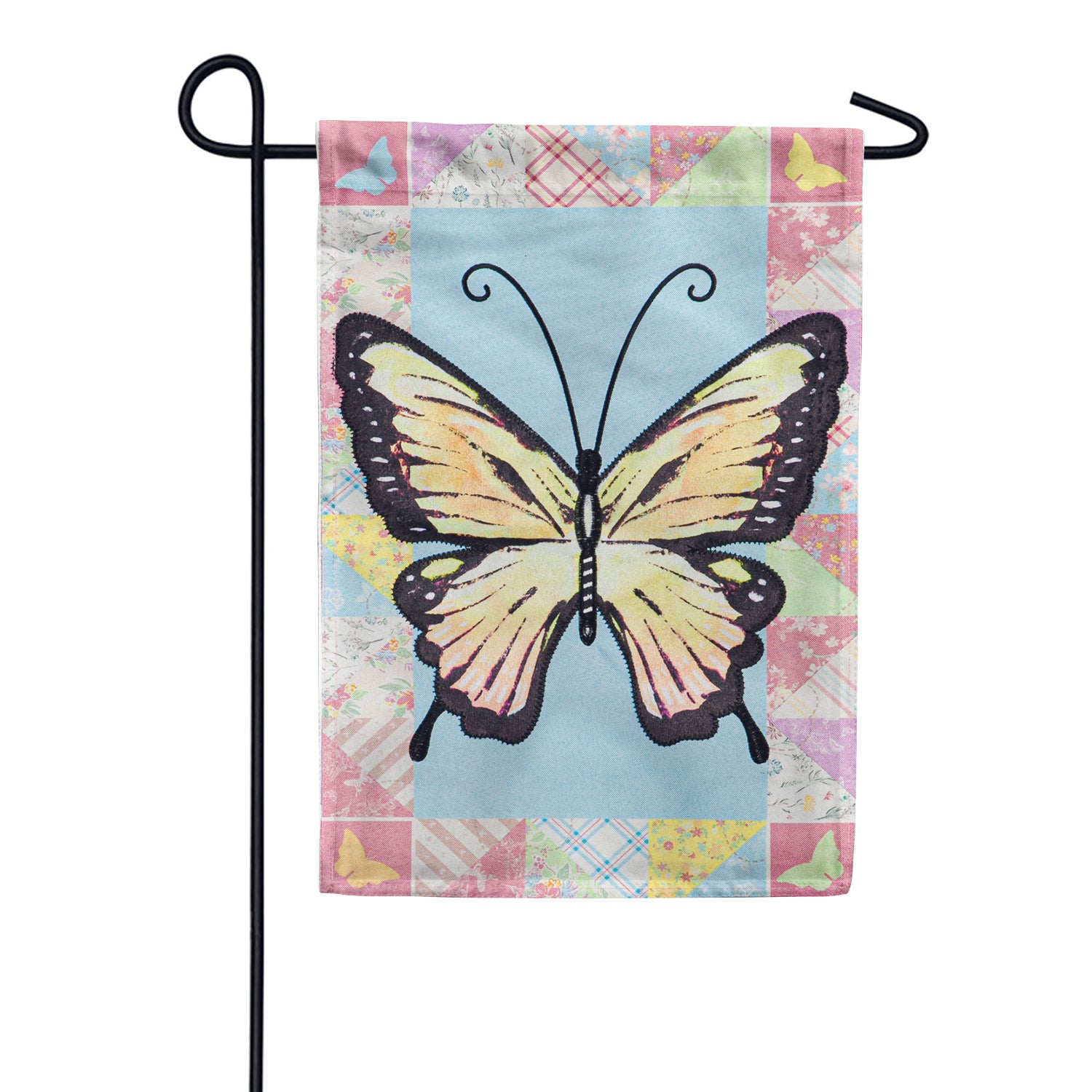 Evergreen Butterfly Fields Linen Garden Flag