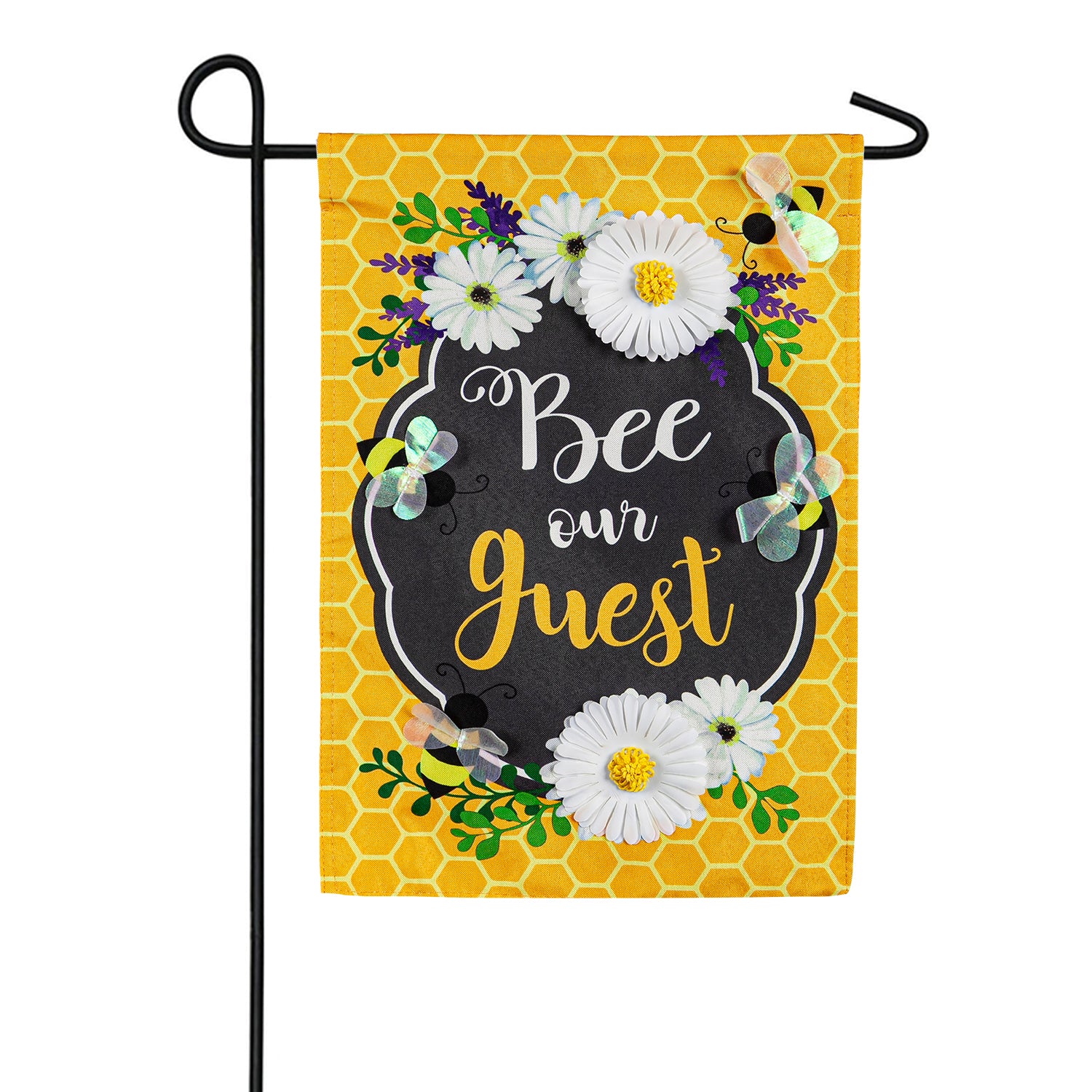 Evergreen Bee Our Guest Frame Linen Garden Flag