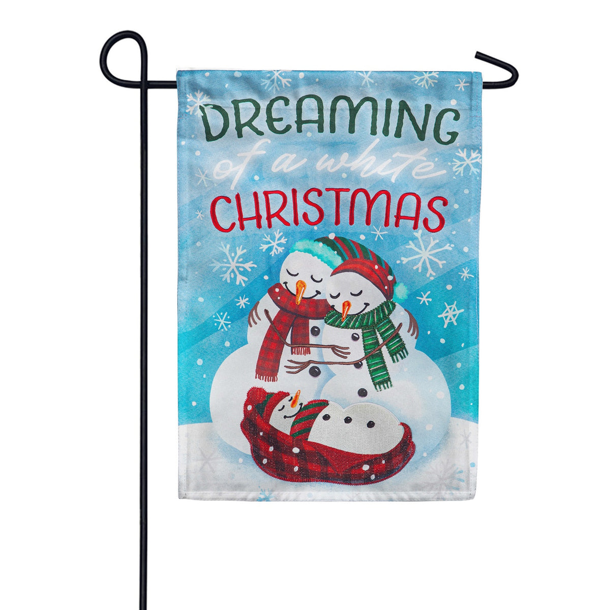 Evergreen Dreaming of a White Christmas Linen Garden Flag
